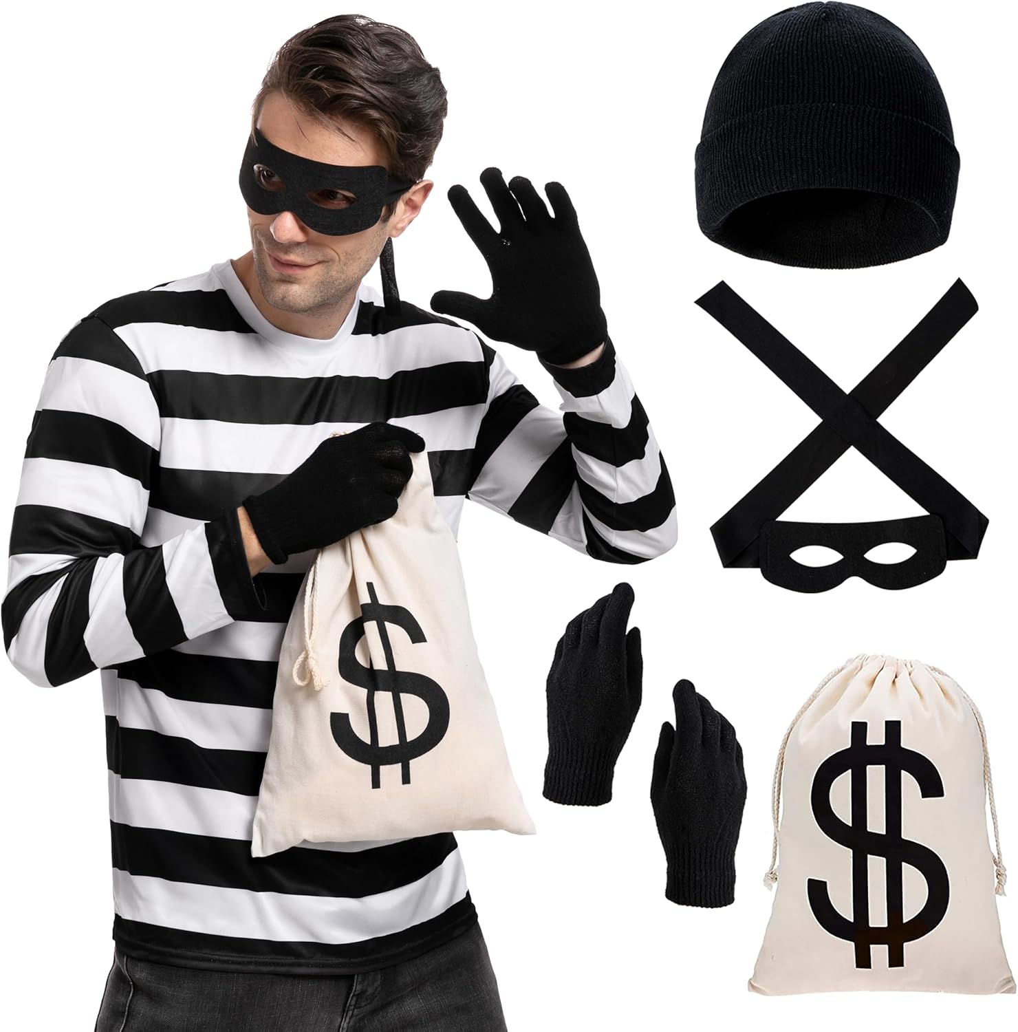 Spooktacular Creations Halloween Robber Costume Set for Adults