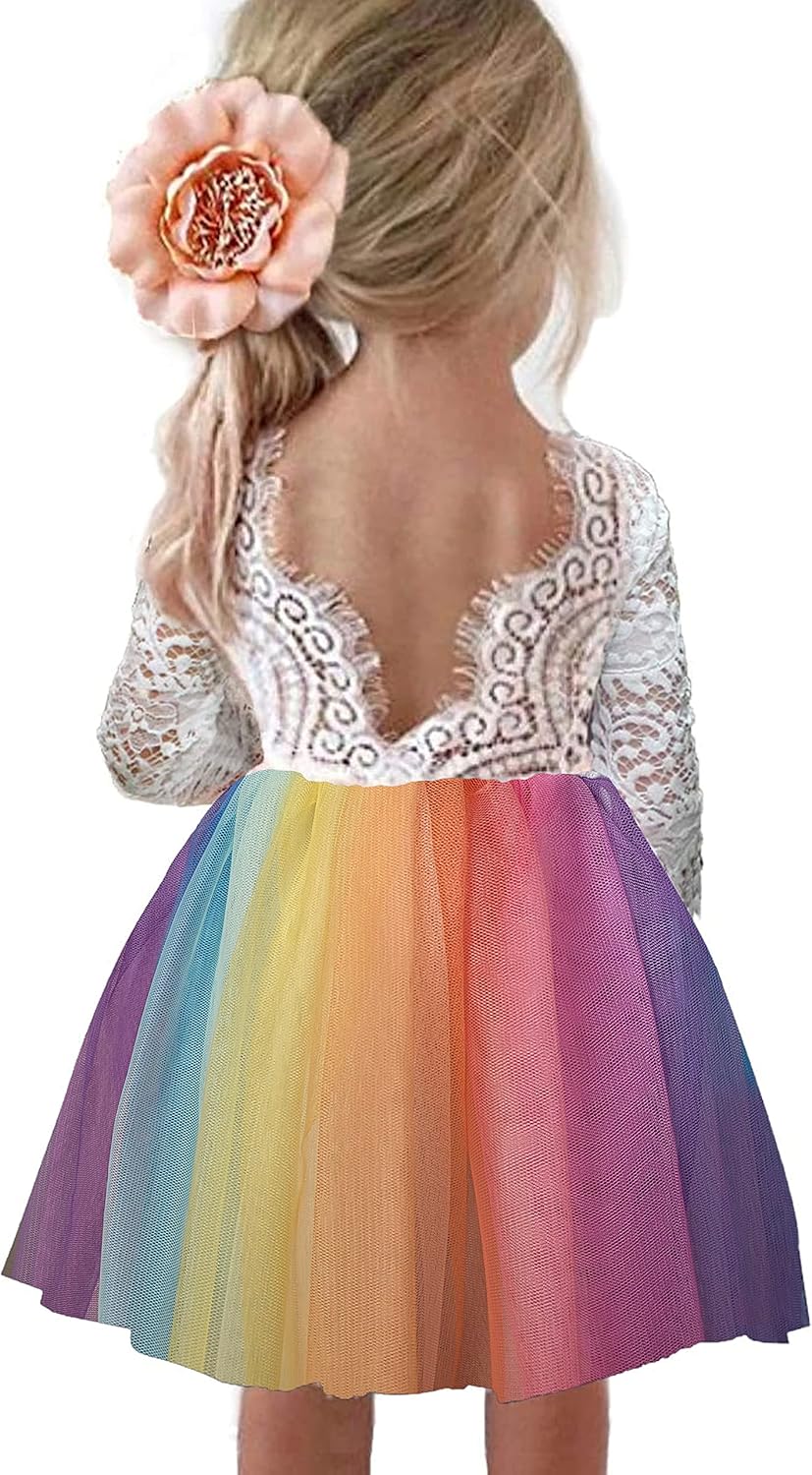 Topmaker Flower Girl Dress for Toddler Baby Girls, Lace Tulle