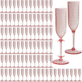 24 Pack Pink Detachable Champagne Flutes 5.5 Oz - Reusable Stemmed