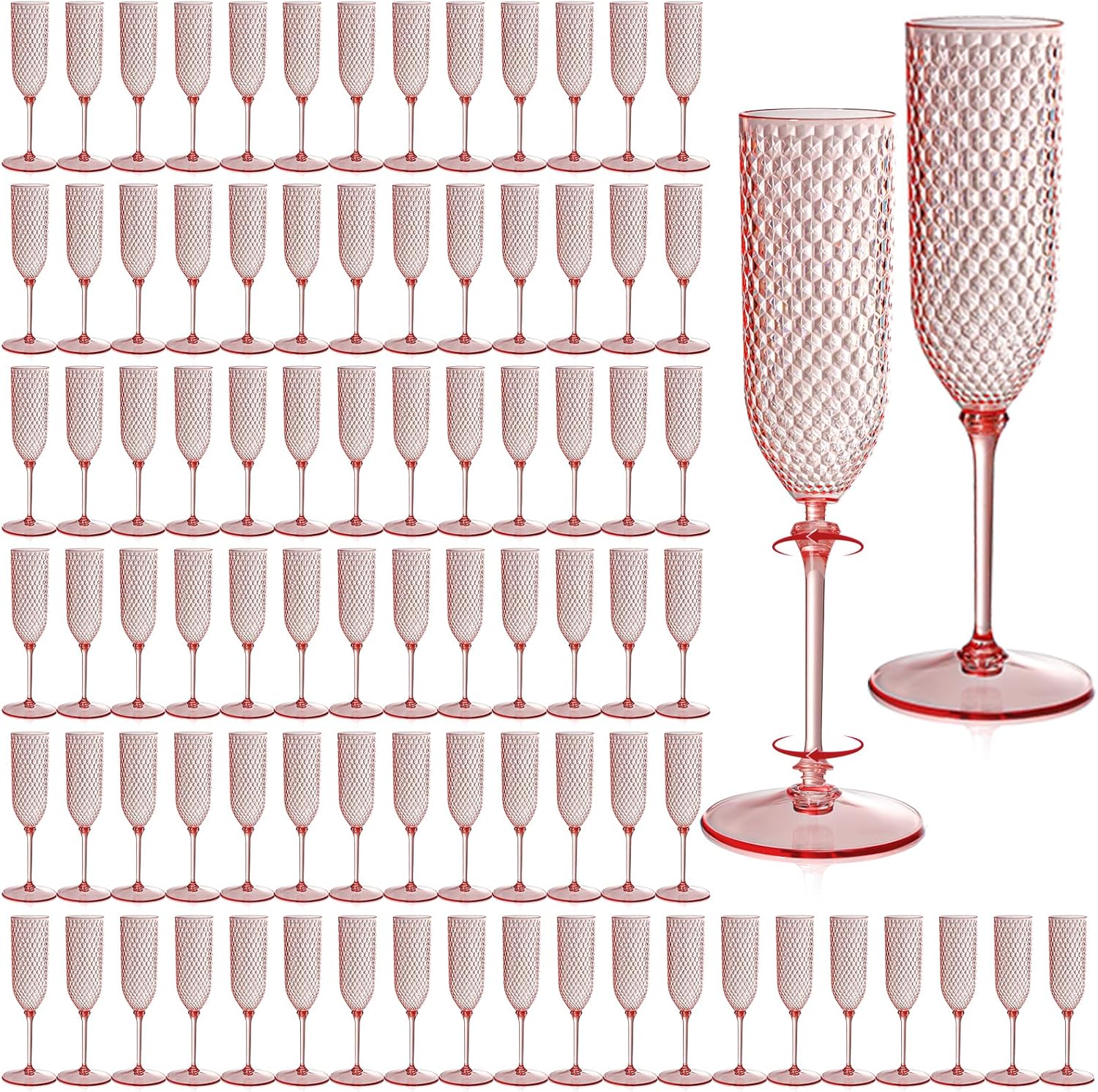 24 Pack Pink Detachable Champagne Flutes for Every Occasion