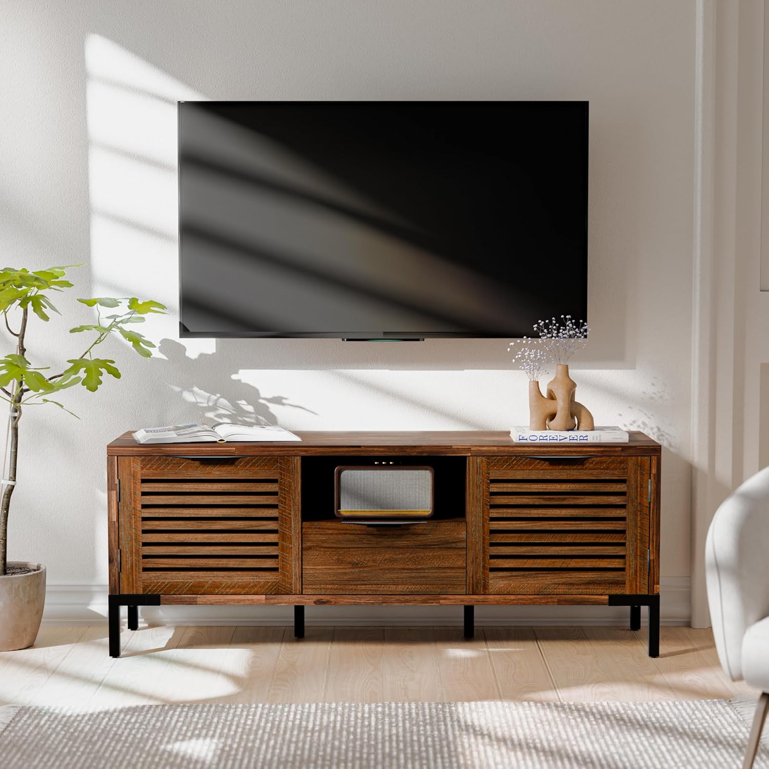 Rustic Charm TV Stand: Bme Solid Wood, 65 TVs