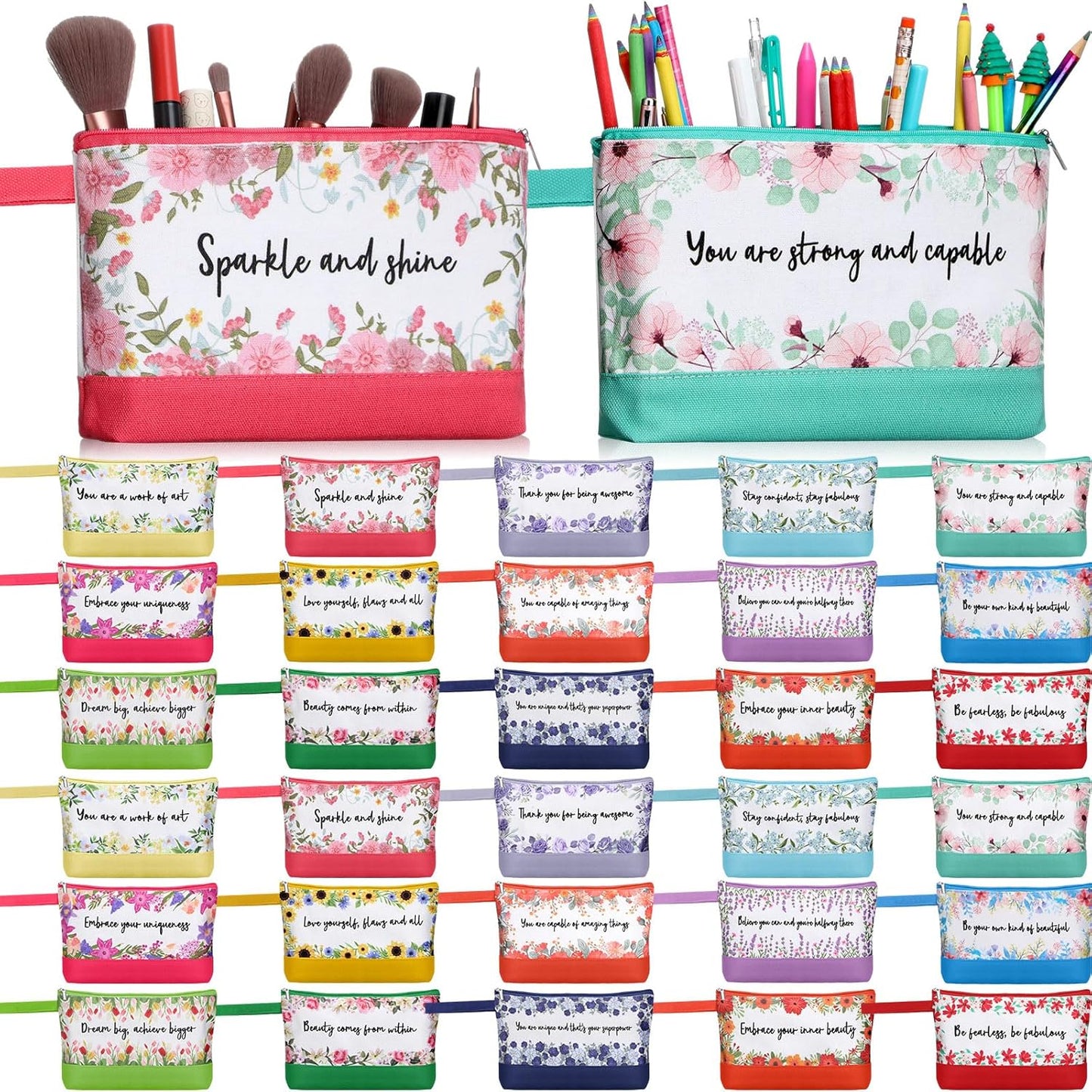30 Pcs Cotton Canvas Makeup Bags for Travel and DIY Projects