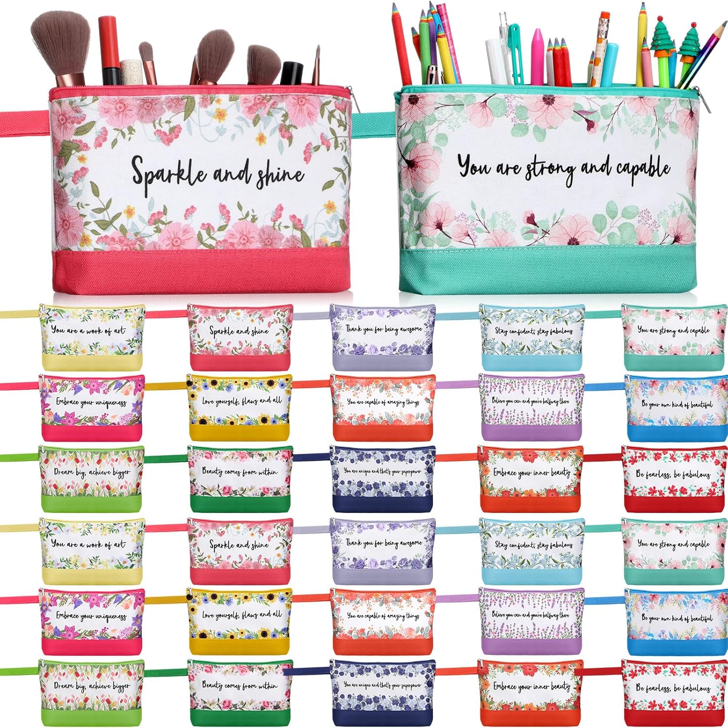 30 Pcs Cotton Canvas Makeup Bags for Travel and DIY Projects