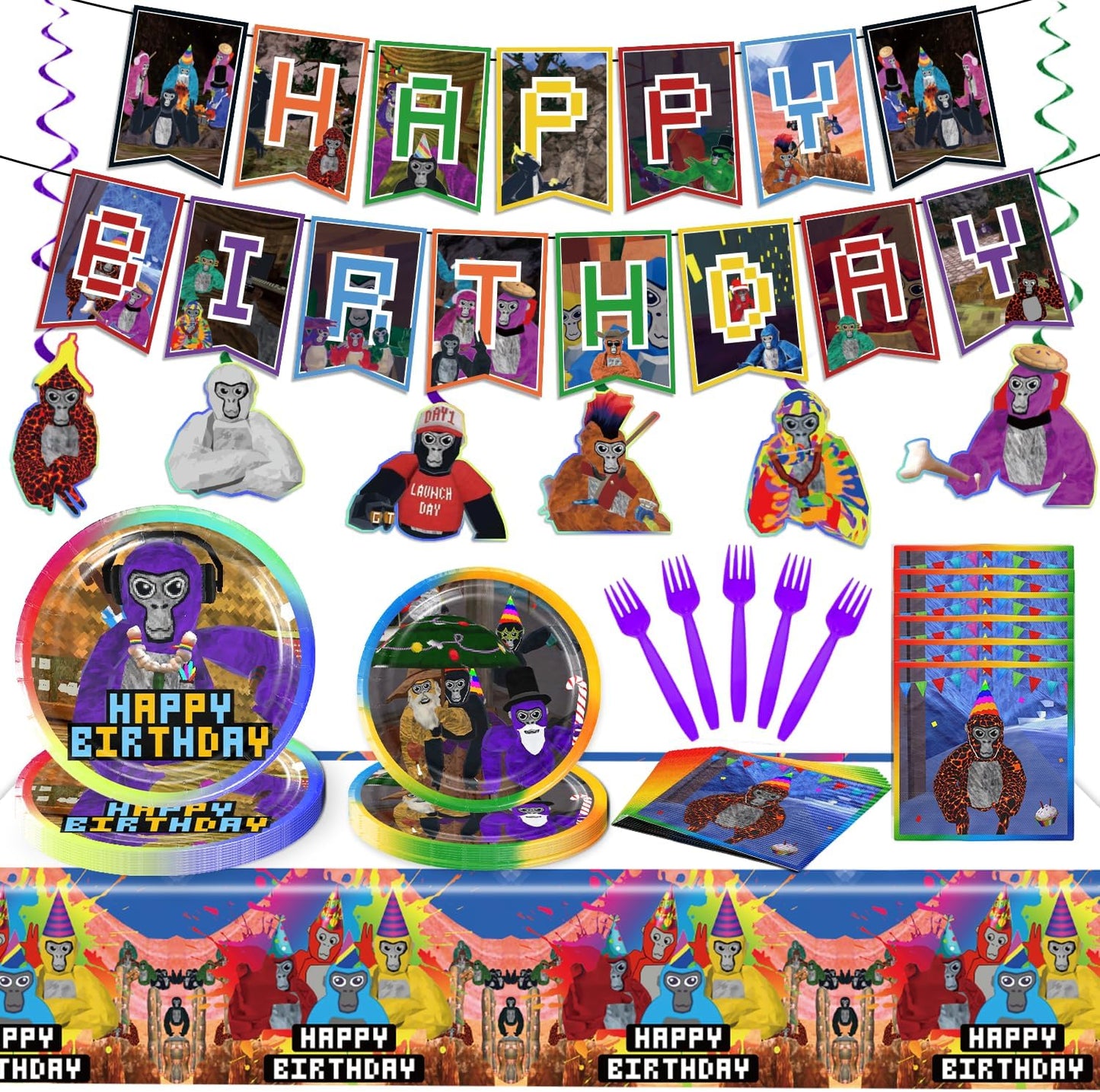 108pcs VR Birthday Decorations Tableware Set for Game Lovers