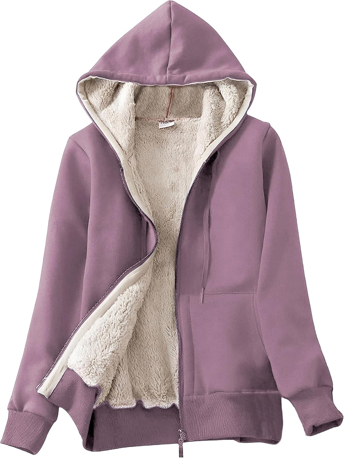 Yeokou Women's Casual Full Zip Up Sherpa Lined Hoodie Jacket