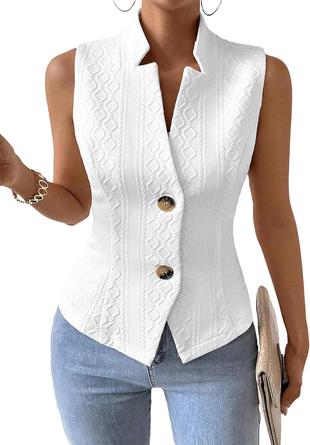 Women's Summer Sleeveless Vest Blazer for Elegant Work Fashion