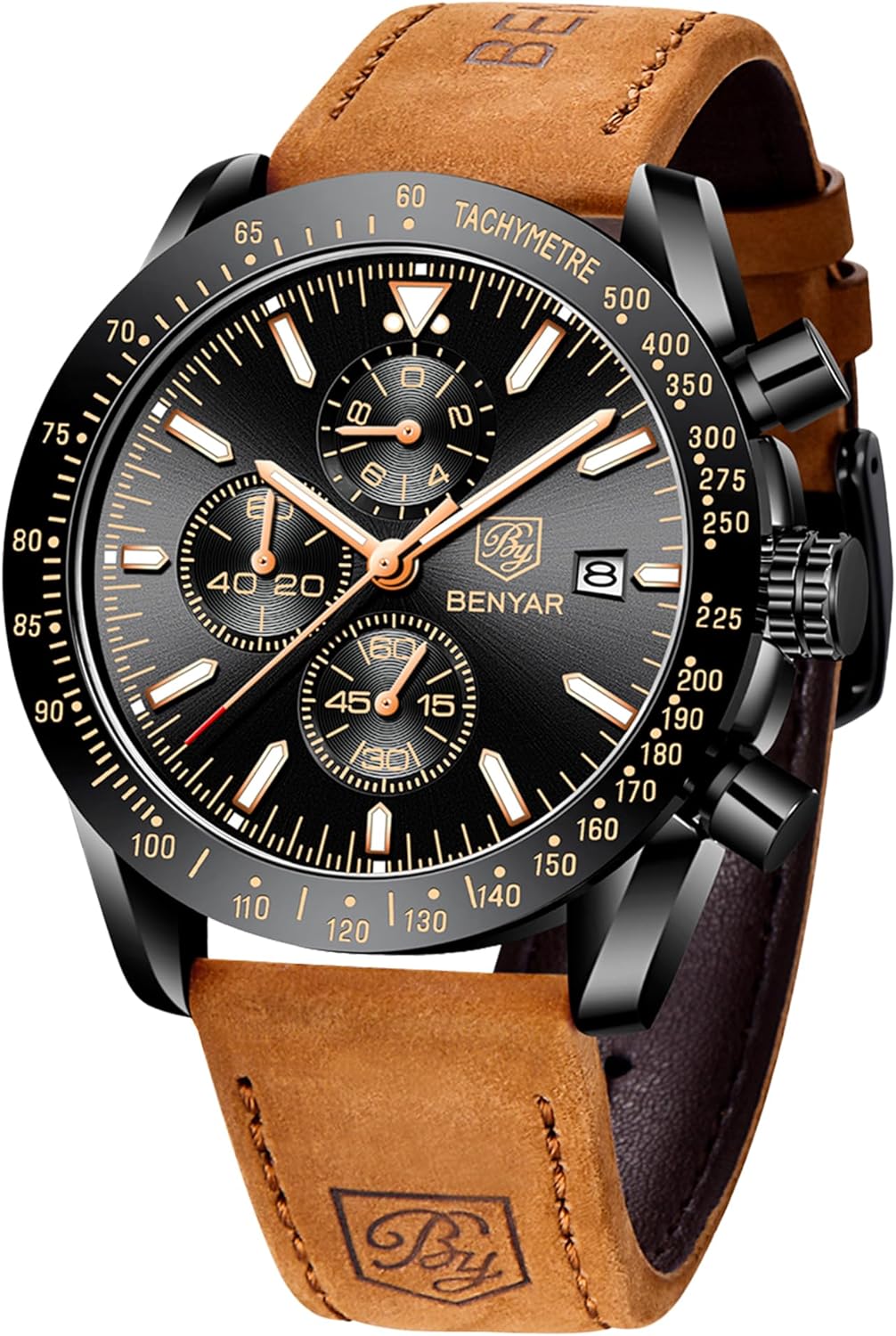 BY BENYAR Watch for Men: Elegant Quartz Chronograph Design