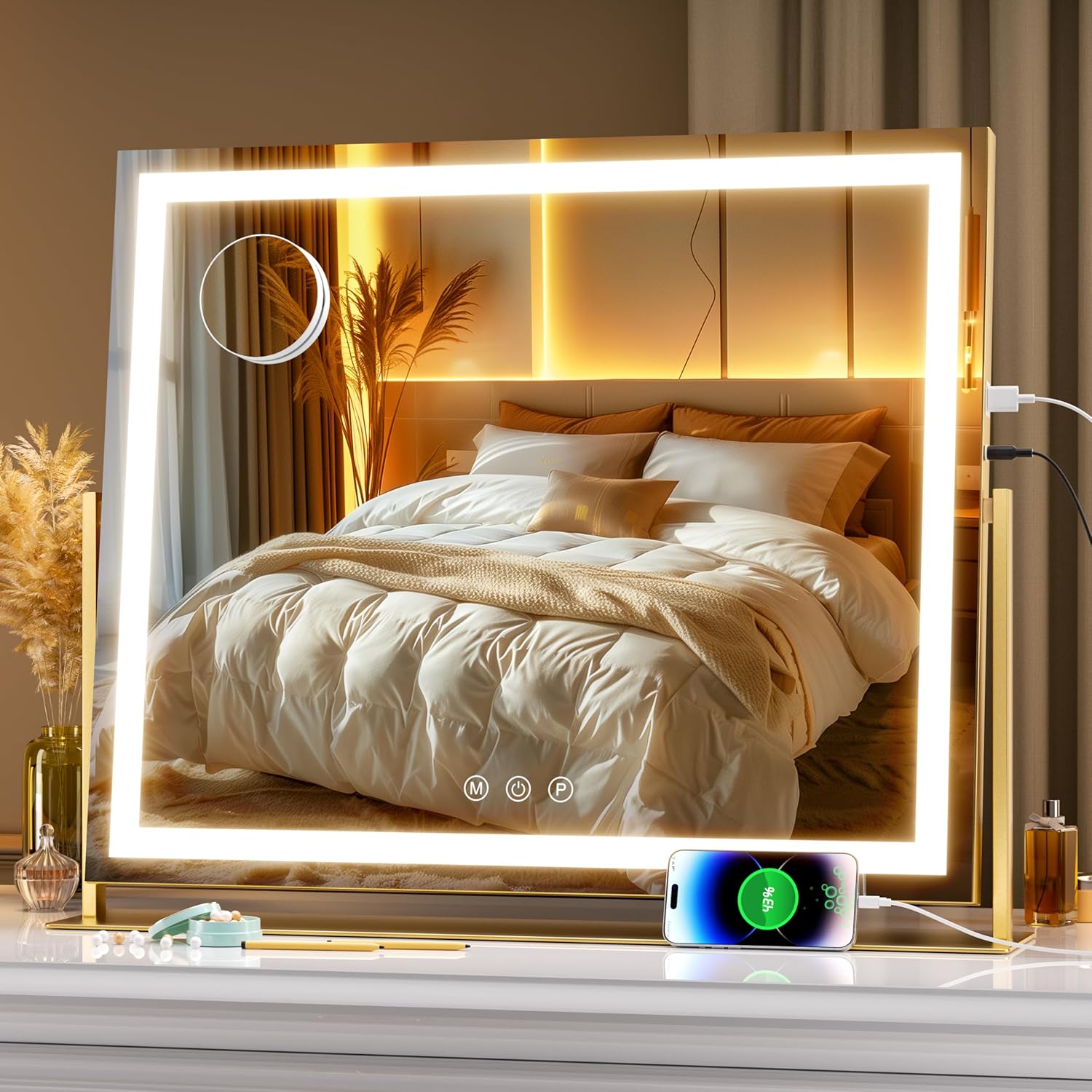 Hasipu Vanity Mirror with Lights - 25.6in LED Makeup Mirror