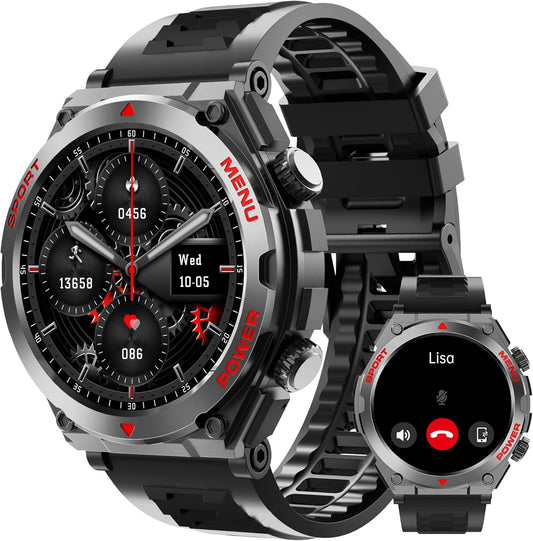 Smart Military Watch: Answer/Make Calls, 1.52 HD, Fitness Tracker, IP68