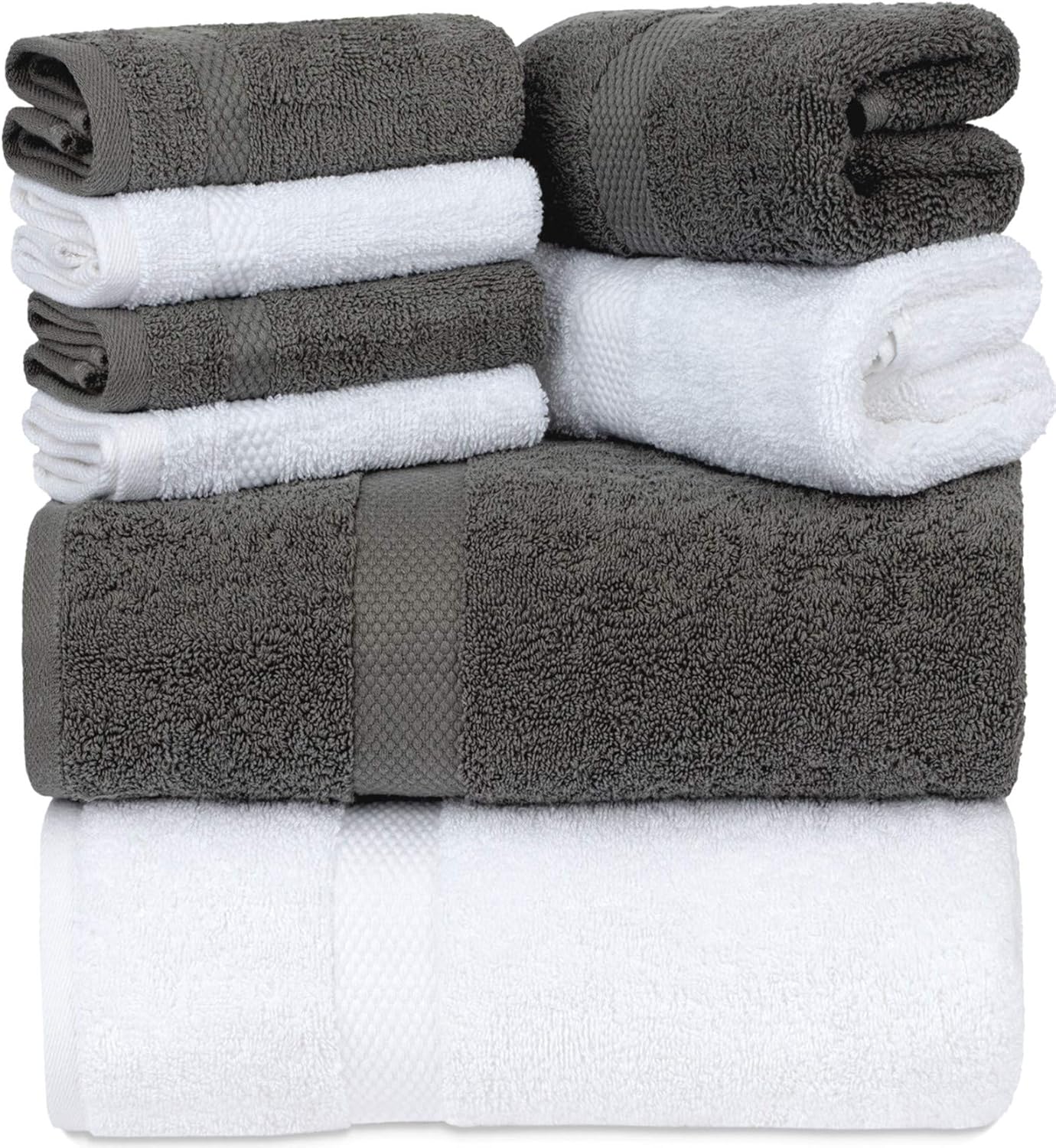 Luxury Bath Towel Set of 8 - 100% Turkish Cotton Towels