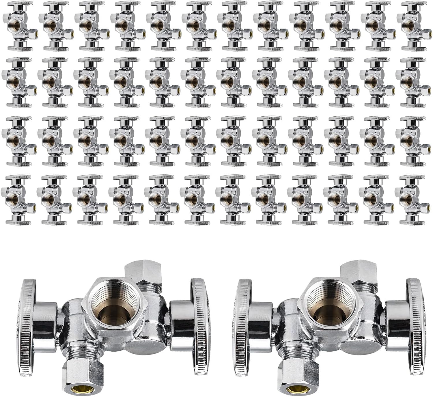 EFIELD 50-Pack 1/4 Turn Dual Compression Outlet Angle Stop Valve