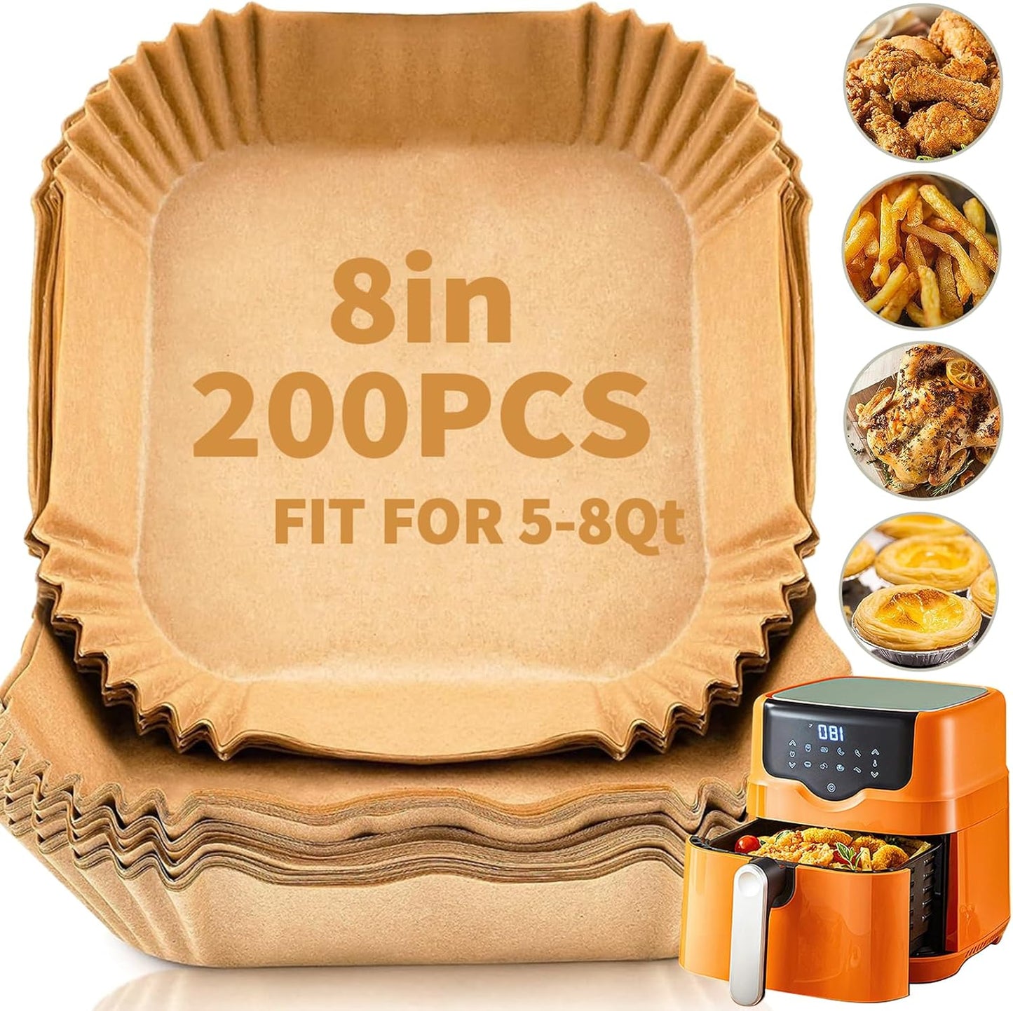 200 Disposable Air Fryer Liners - Non-Stick Cooking Essential!