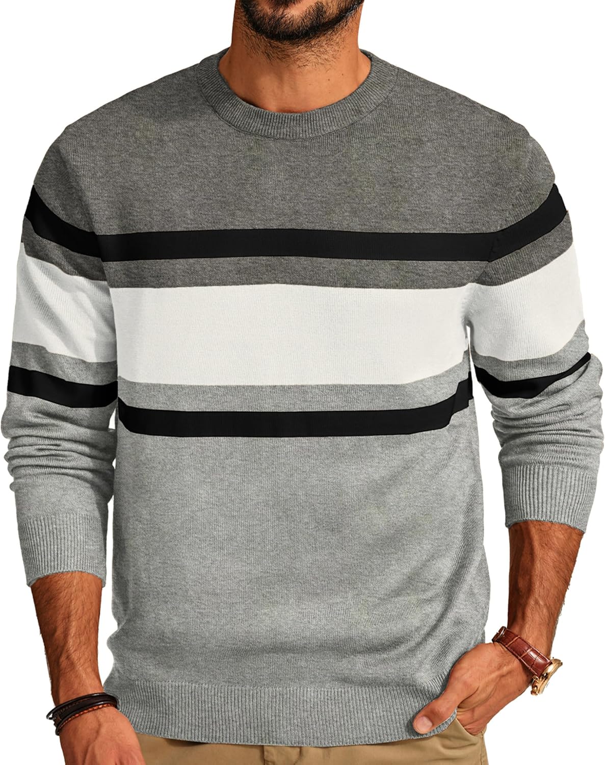 Stylish Mens Striped Pullover Sweater for Trendy Looks