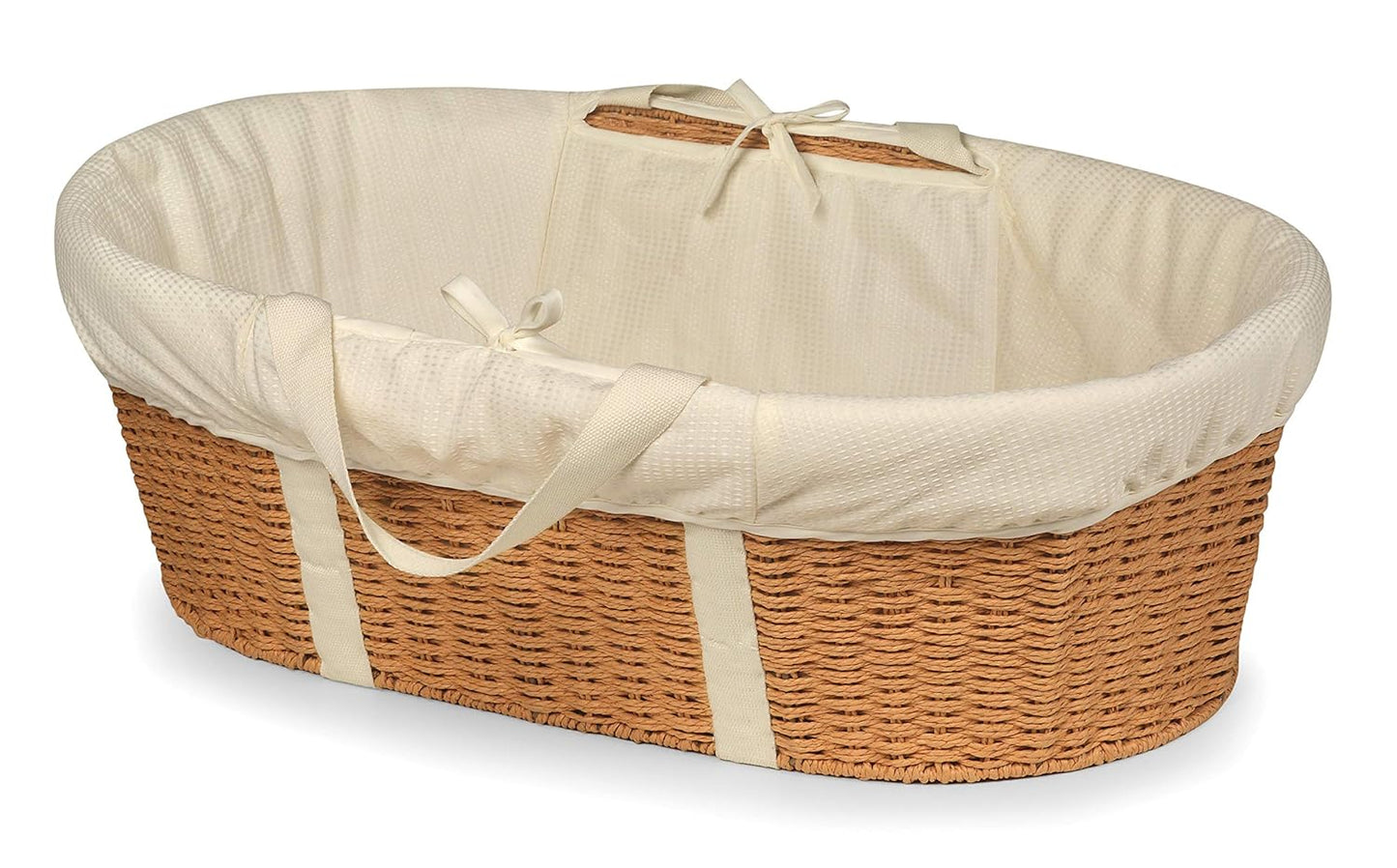 Woven Baby Moses Changing Basket with Pad and Cover - Light Brown