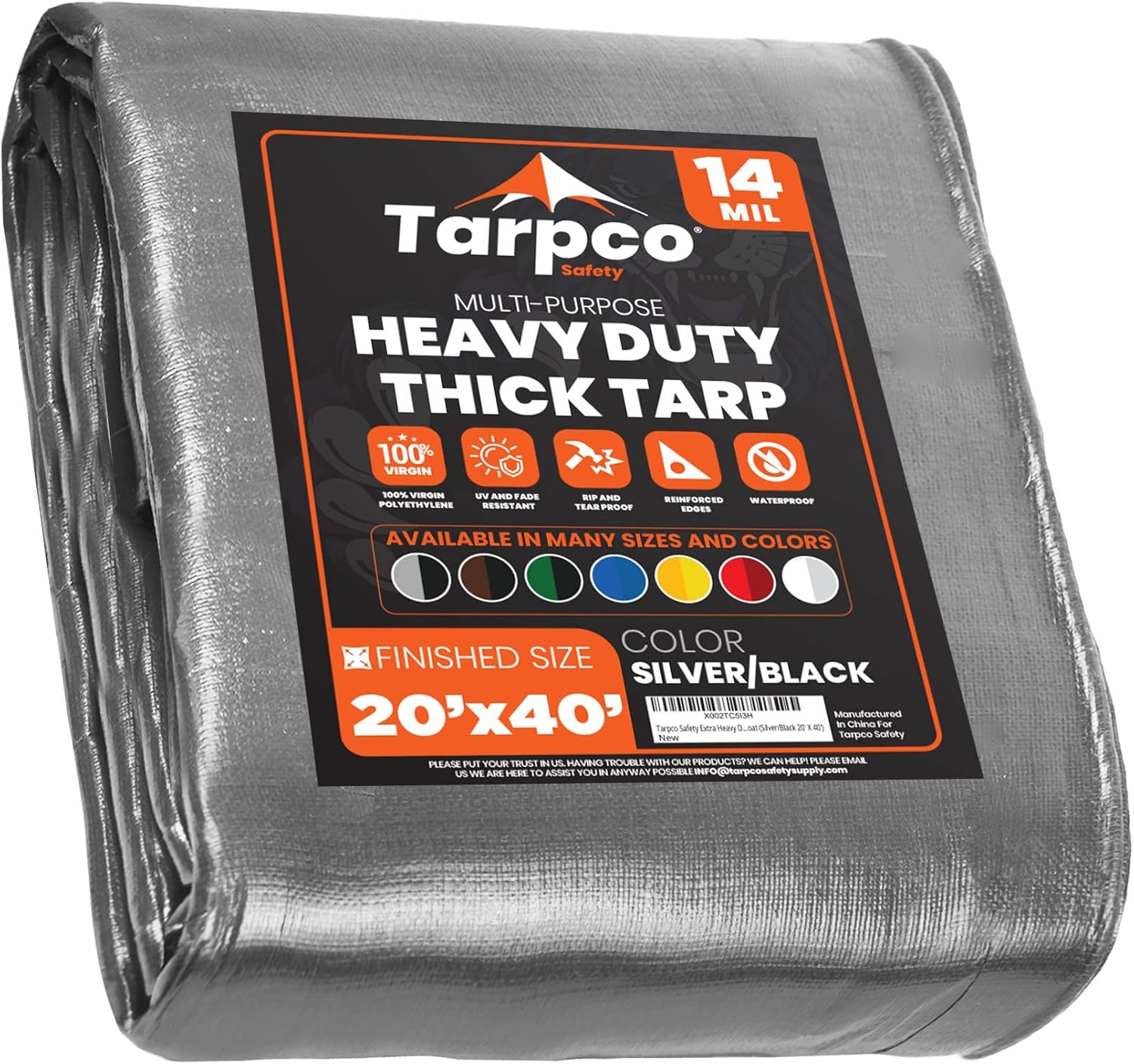 Tarpco Safety Extra Heavy Duty 14 Mil Tarp Cover for All Needs