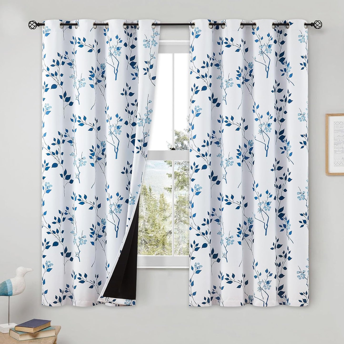 Beauoop Floral Blackout Curtains for Bedroom Living Room Decor