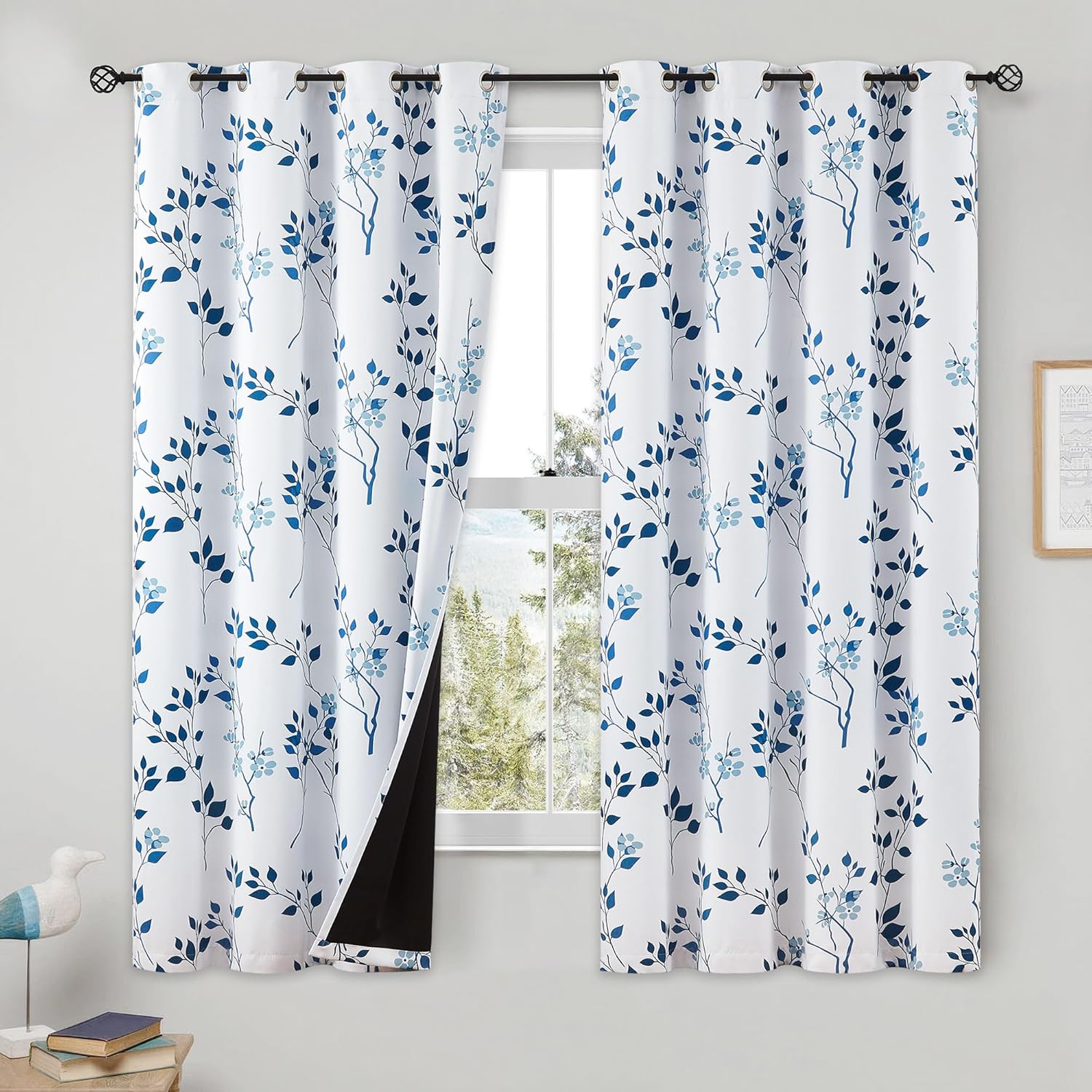 Beauoop Floral Blackout Curtains for Bedroom Living Room Decor