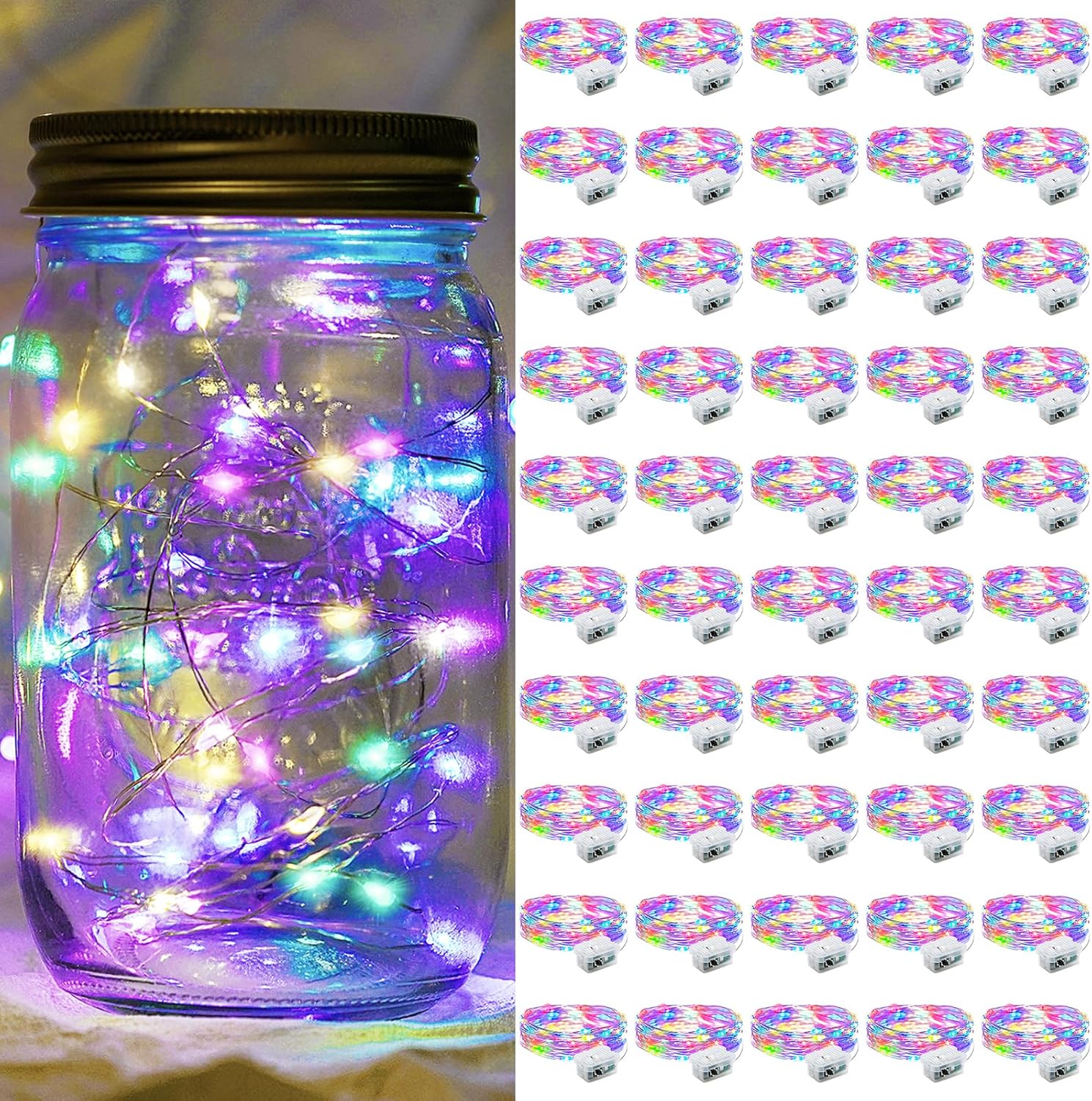 50 Pack Fairy Lights 7Ft 20 LED Twinkle String Lights for Events