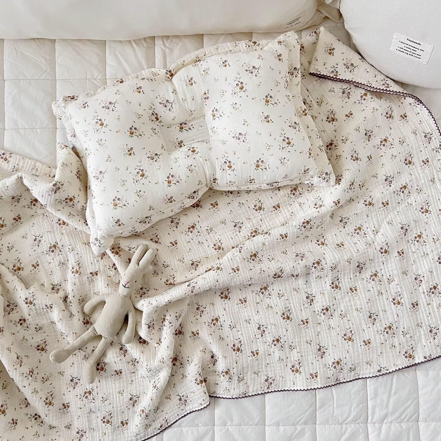 BuLuTu Muslin Toddler Blanket for Crib and Toddler Bed Use