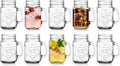 Ice Cold 16 Oz Mason Drinking Glasses with Handles - Set of 10