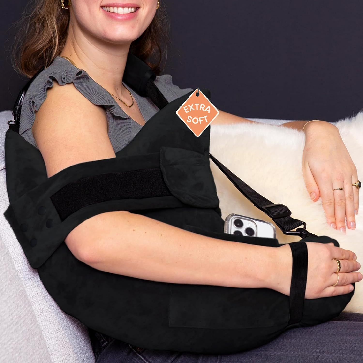 Post Shoulder Surgery Pillow with Straps & Pocket for Recovery