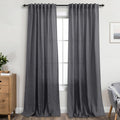 KOUFALL Grey Curtains 96 in Light Filtering Linen Semi Sheer Panels