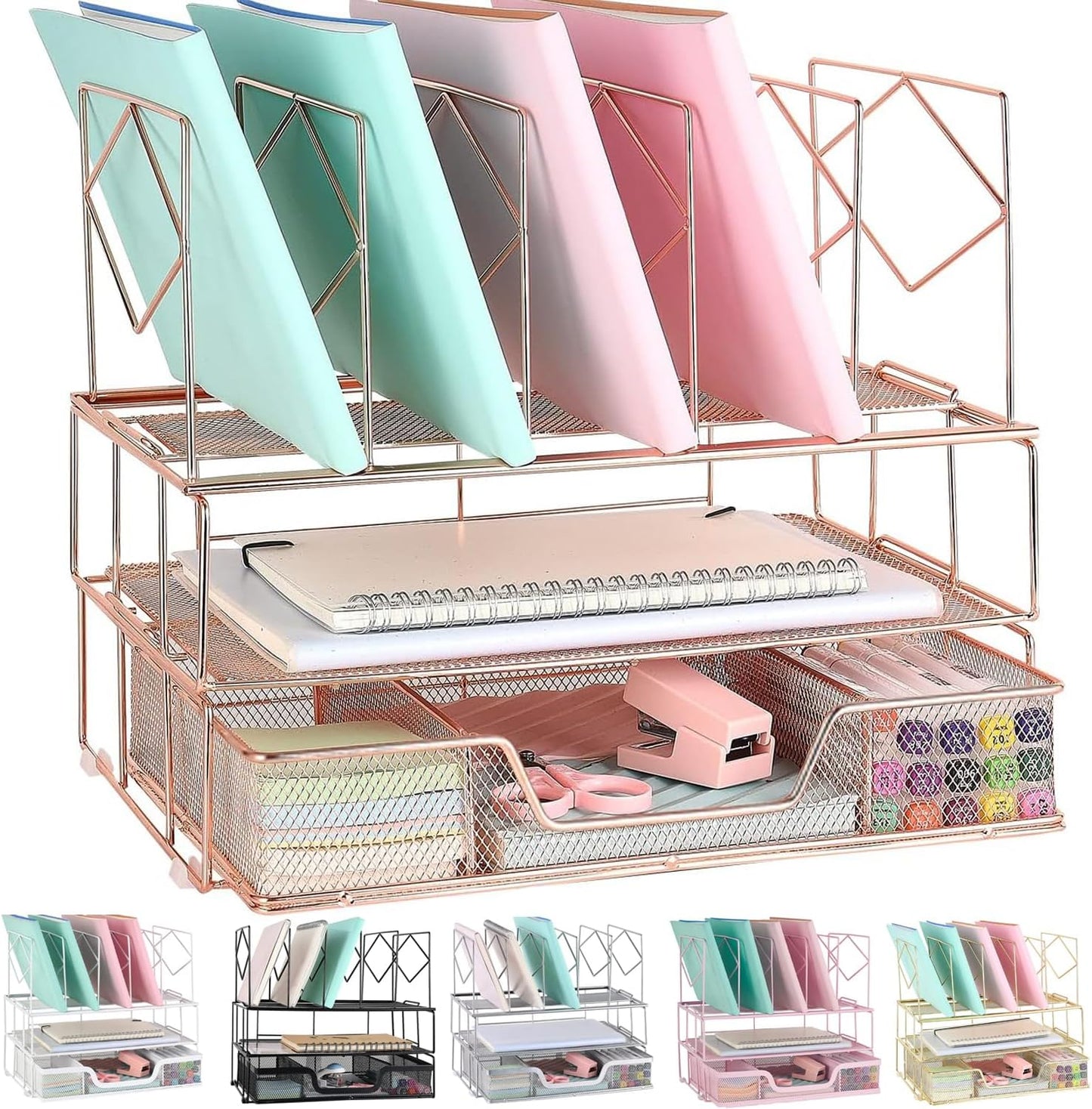 Rose Gold Desk Organizer with Drawer - gianotter