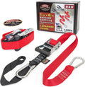 1,000 lb Working Load Ratchet Tie-Downs 1.5in x 6.5ft - Red/Black Pair