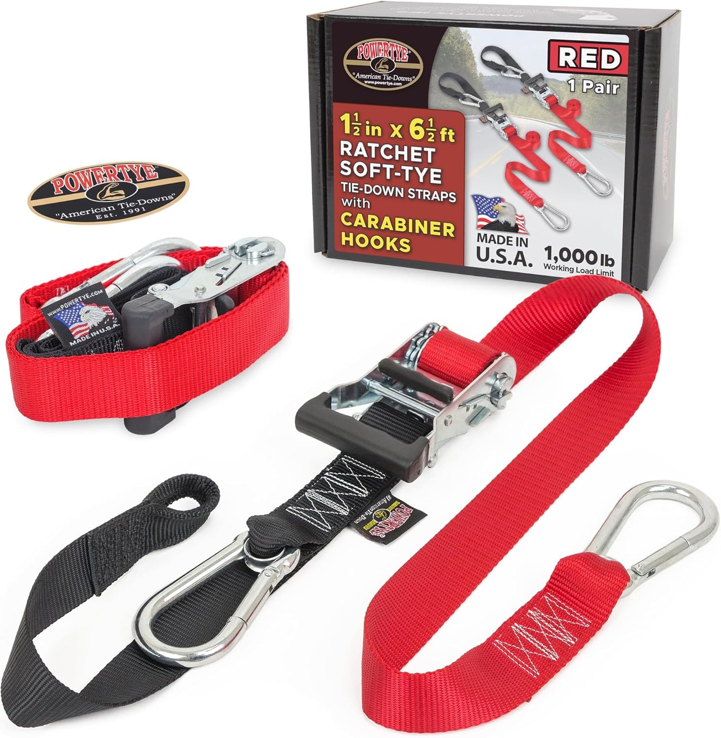 PowerTye Heavy Duty Ratchet Tie-Down Straps for Secure Transport