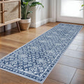 Dusty Blue White Runner Rug 2x6 - Soft Washable Hallway Runner