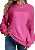 Women's Casual Long Sleeve Knit Pullover Sweater - Patchwork Soft Fit