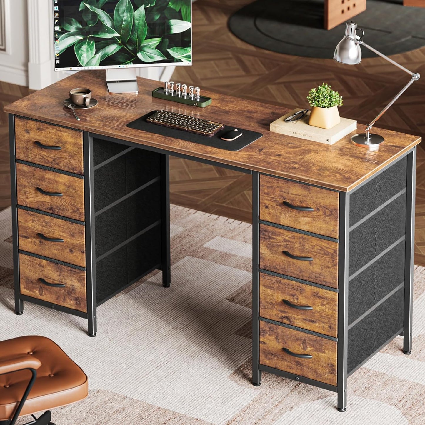Spacious 47 Huuger Desk with 8 Drawers