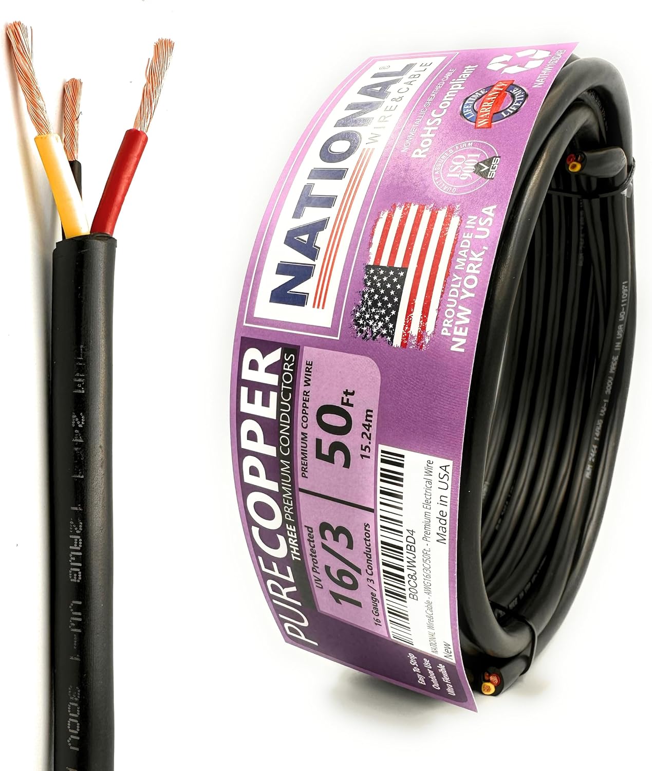 NATIONAL Wire & Cable 16 AWG 3-Conductor Copper Wire for DIY