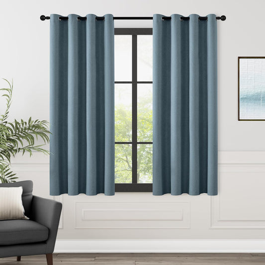 ChrisDowa 100% Blackout Blue Solid Curtains for Bedroom