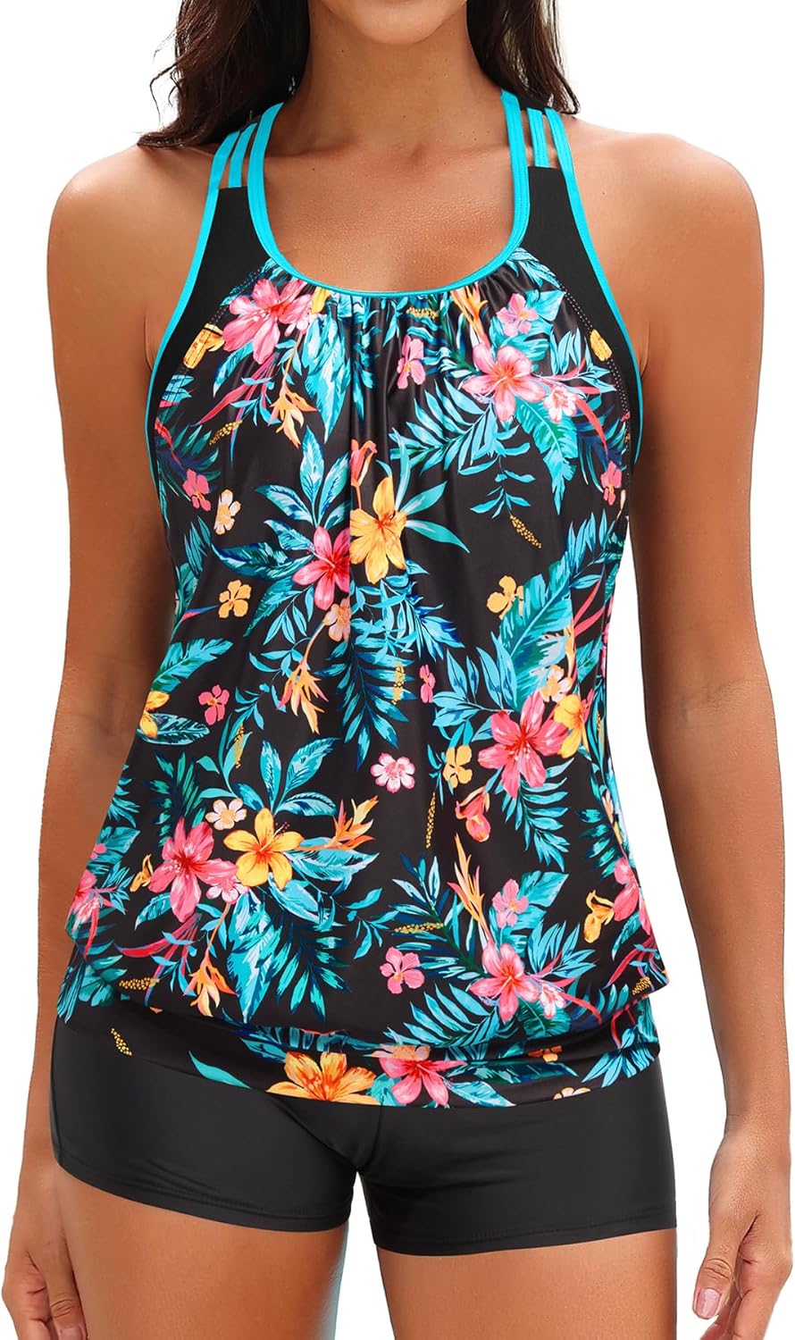 Yonique Two Piece Tankini Bathing Suits for Women with Shorts