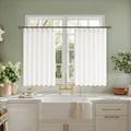 Cream Linen Cafe Curtains 36 in Length Pinch Pleated - Soft Light