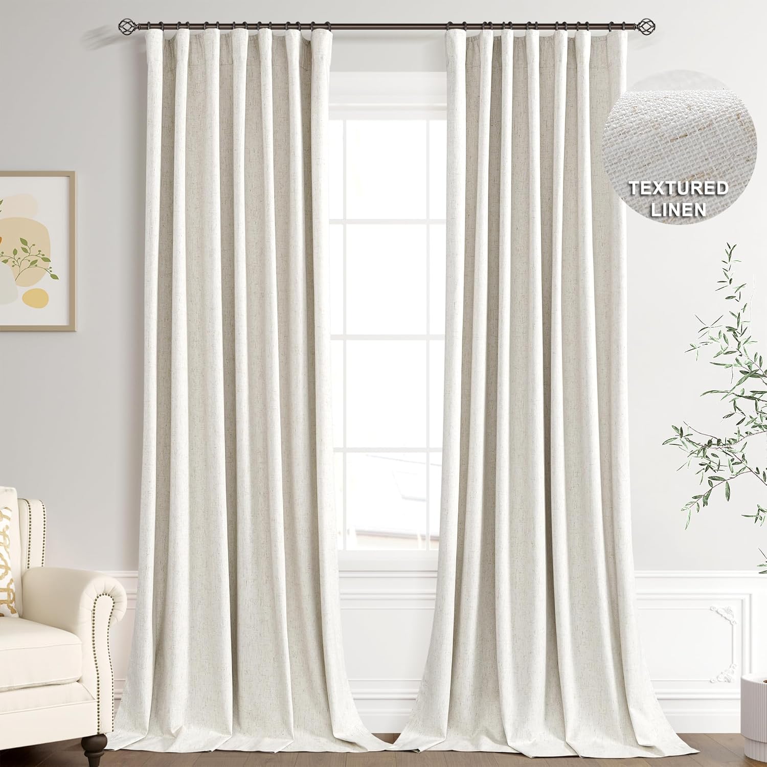 100% Blackout Linen Curtains for Elegant Home Decor