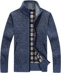 Men's Slim Full Zip Knitted Cardigan with Fleece Lining - Warm Layer