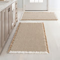 Brown & White Waffle Bath Rugs Set of 2 - 18 x 30 in Non Slip