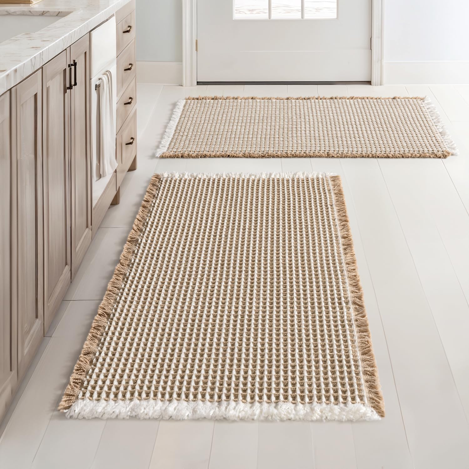 MIULEE Set of 2 Waffle Bathroom Rugs for Comfort and Safety