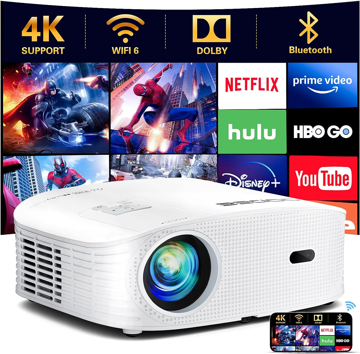 4K WiFi Smart Projector - Netflix/Prime Video Certified