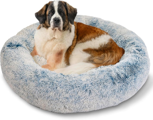 Calming Donut Dog and Cat Bed for Extra Large Pets Up to 150 lbs