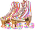 JajaHoho Holographic High Top Roller Skates for Women - Retro Quad