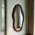 55 in x 24 in Wavy Mirror with Flannel Wrapped Wooden Frame - Modern