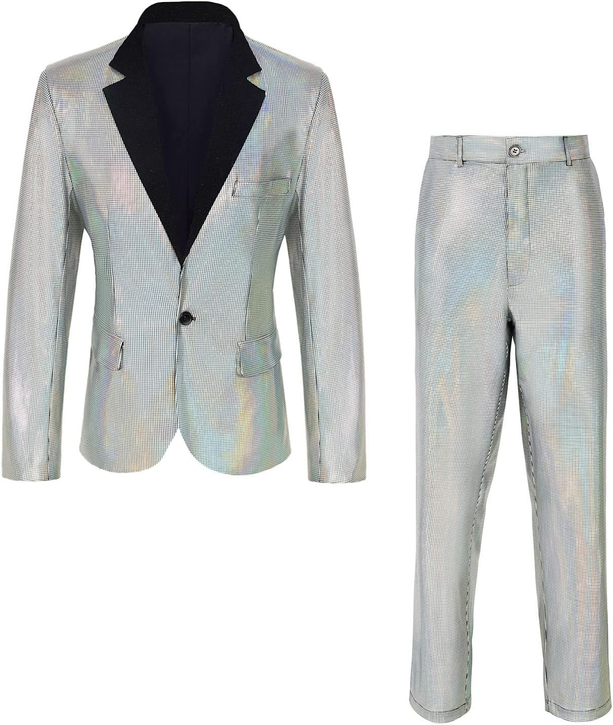 Men's 70s Disco Outfit Rainbow Suit Sequin Jacket and Pants