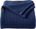 100% Cotton Waffle Weave Bed Blanket Full/Queen Navy - All-Season