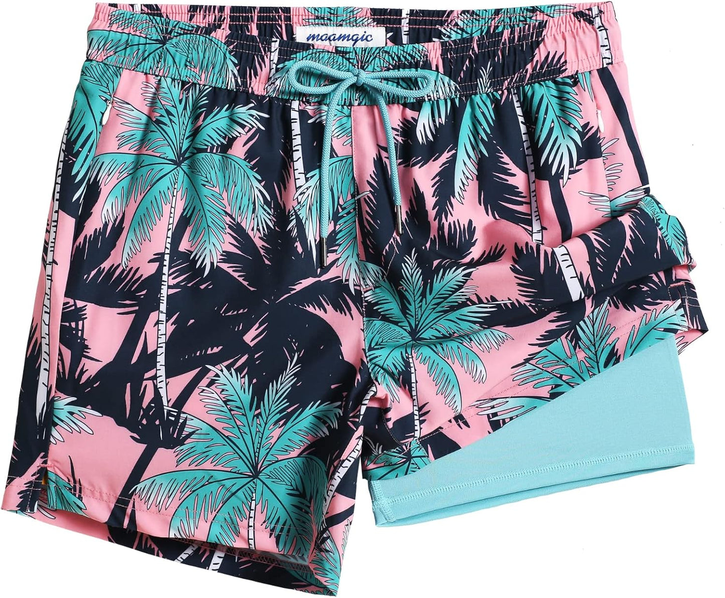 maamgic Mens Swim Trunks with Compression Liner for Comfort