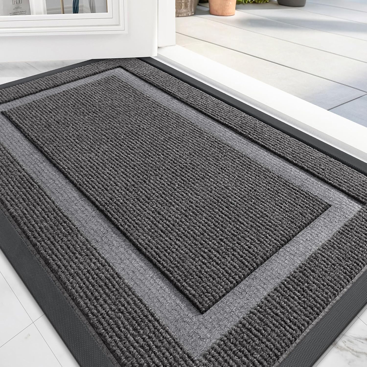 OLANLY Waterproof All-Season Front Door Mat for Indoor Outdoor Use