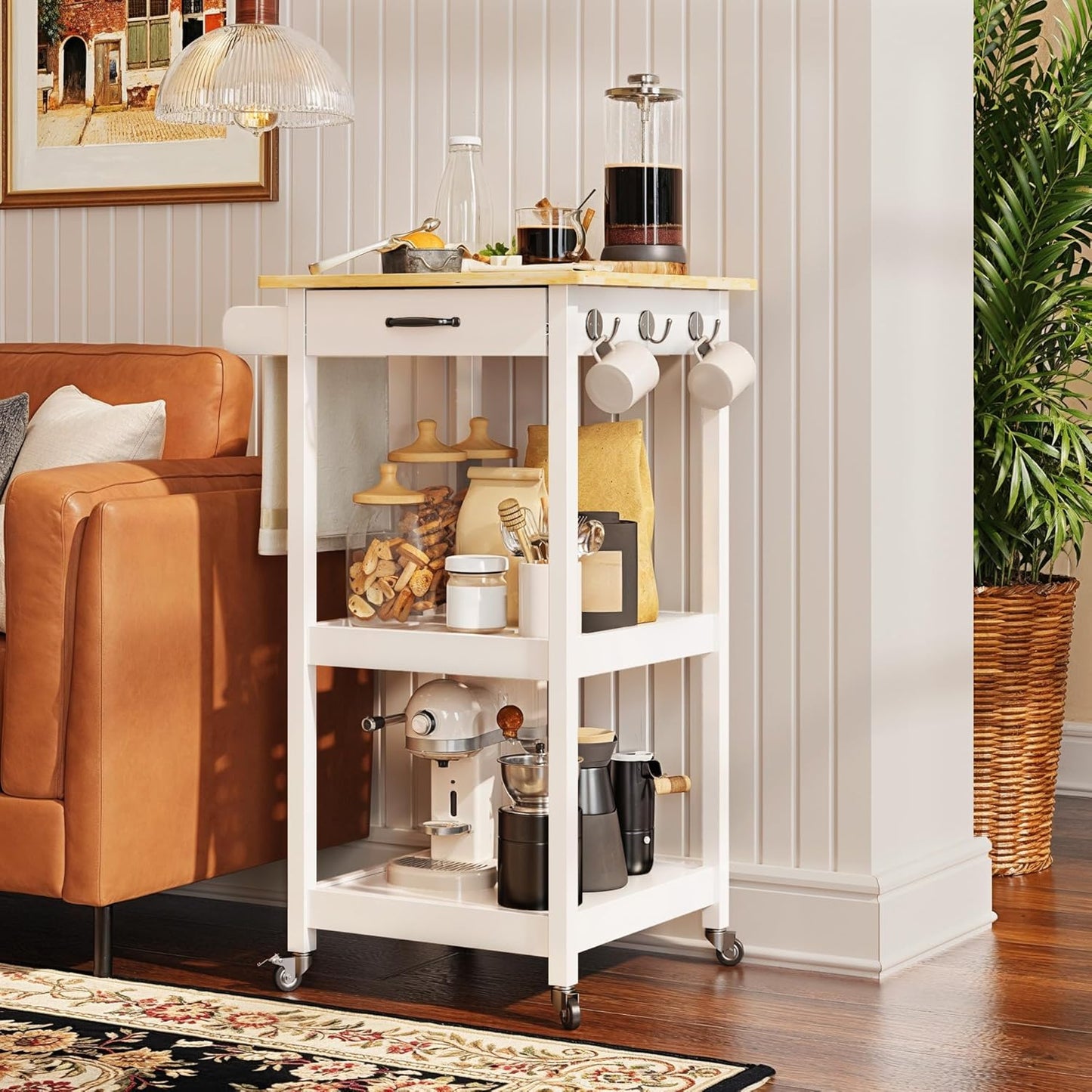 Gizoon Rolling Kitchen Island Cart - Compact & Stylish!