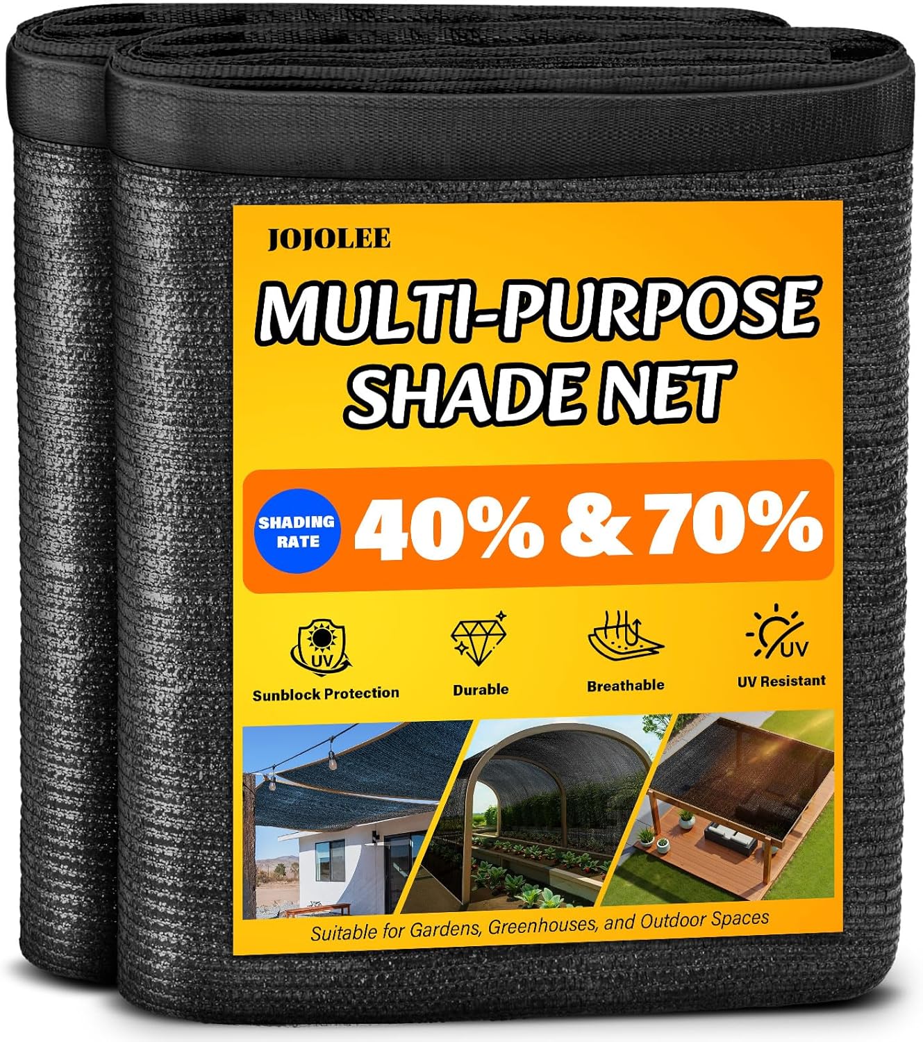 JOJOLEE 40% Sun Shade Cloth for Outdoor Use, 20x30FT Net